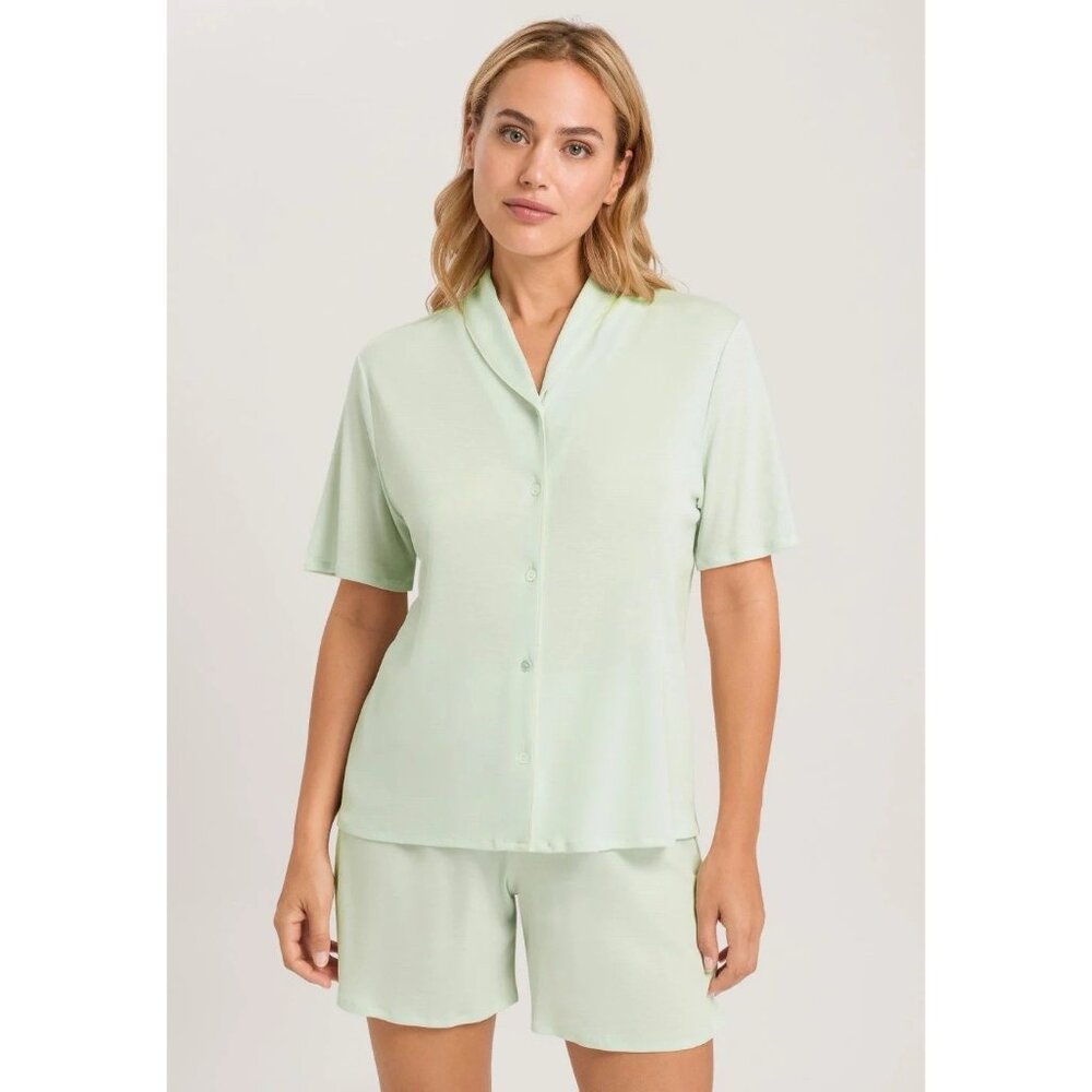 NWT HANRO Womens Size M Natural Comfort 2pc Short Pajamas Set in Green Tea